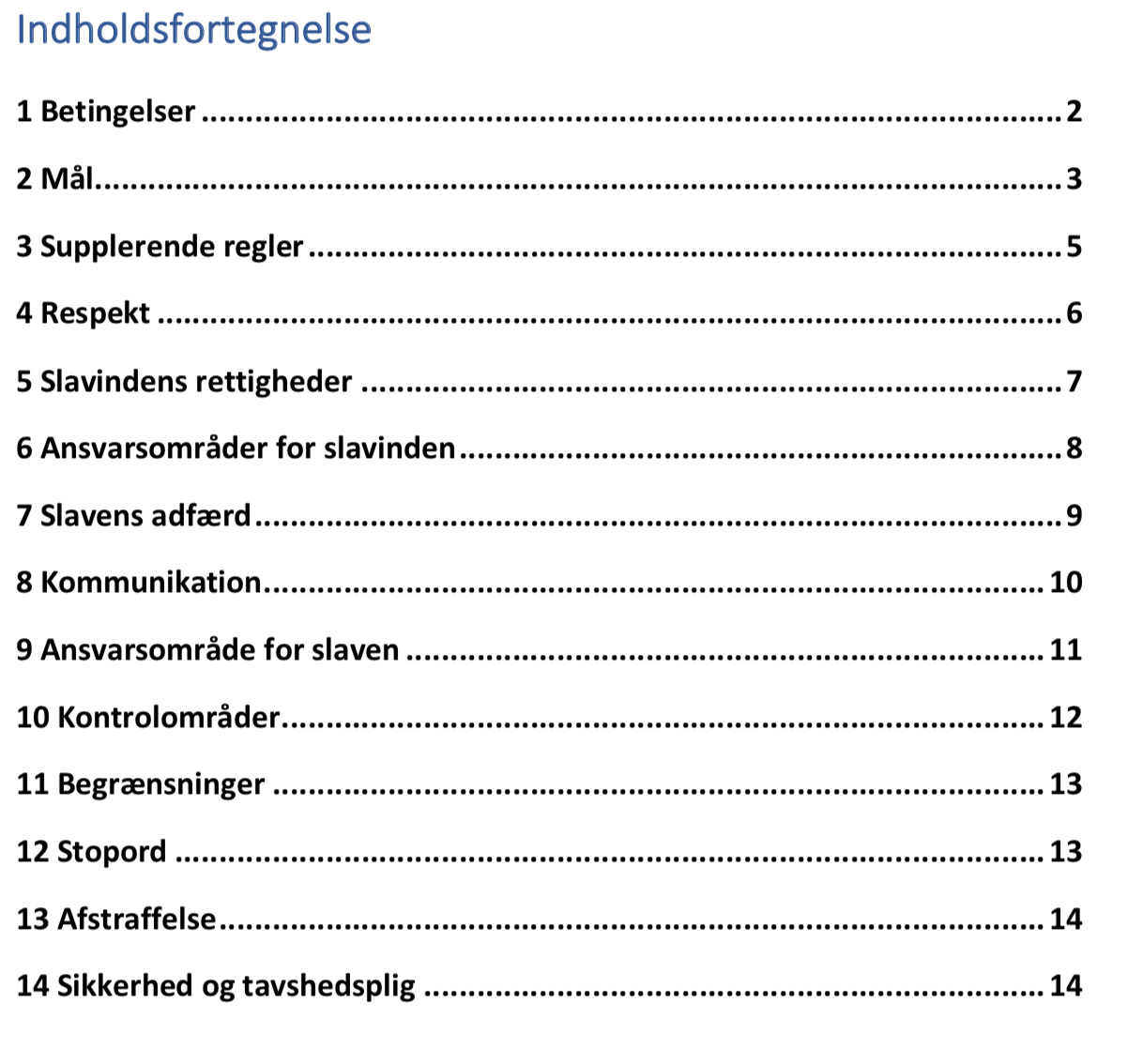 Slavekontrakt eksempel