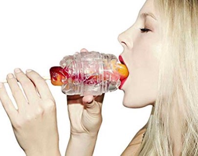 woman eating fruit as penis